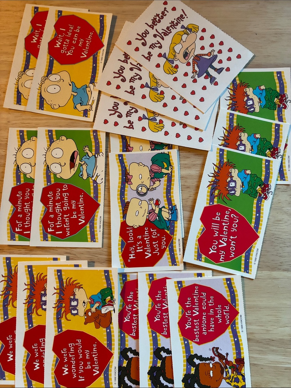 Rugrats Vintage 1999 Valentines Card Set - lot of 18